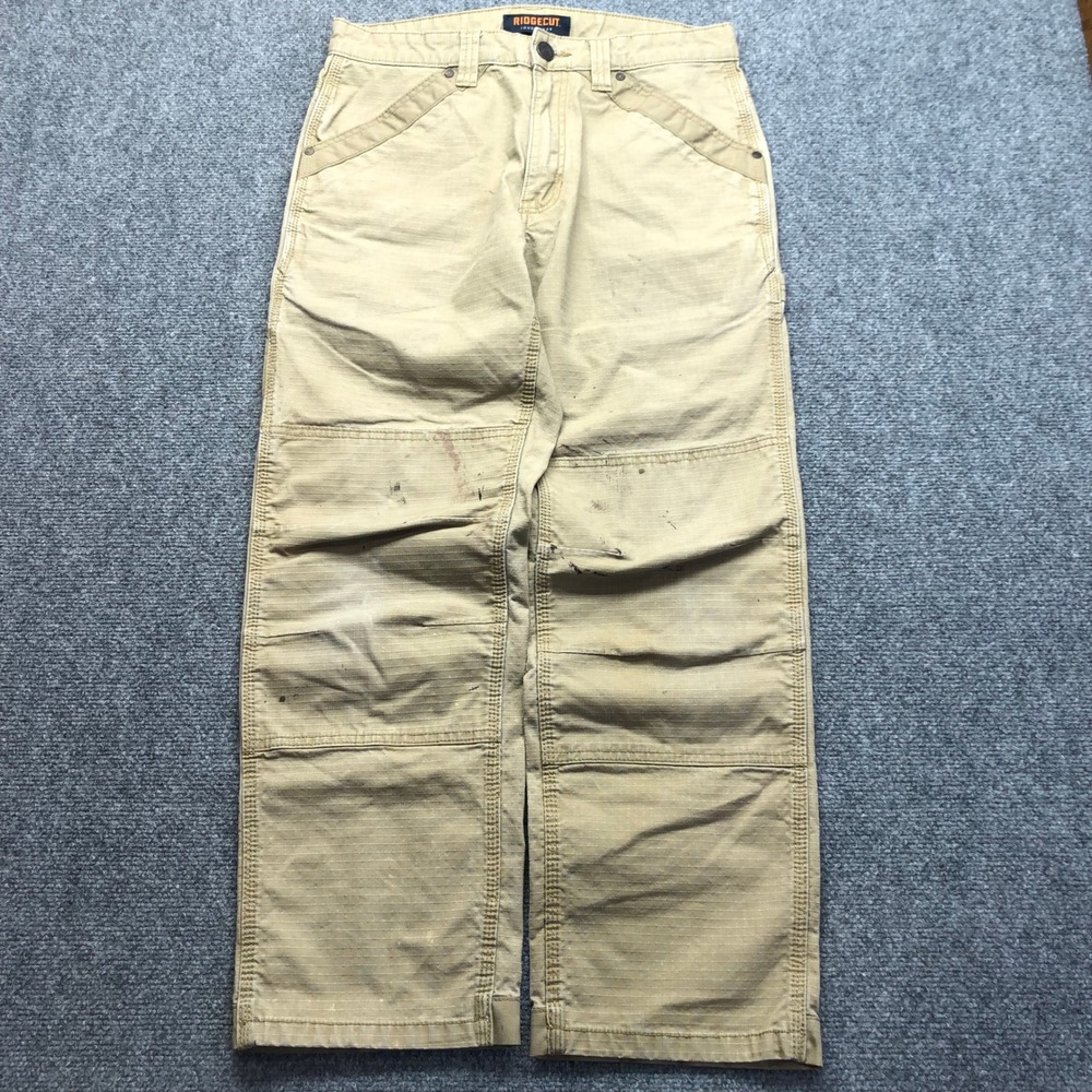 Ridgecut Toughwear Mens 32x30 Tan Ripstop Double Knee Work Pants